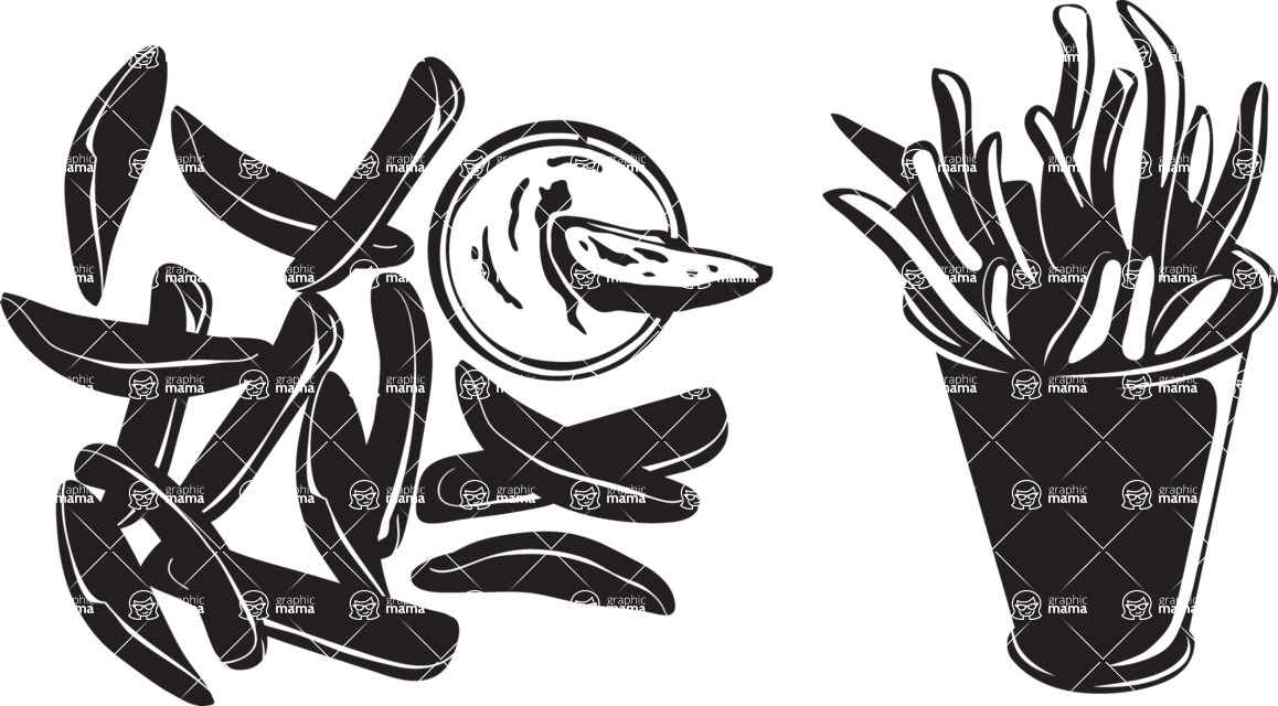 Vector silhouettes - Vector Fries Silhouettes Set